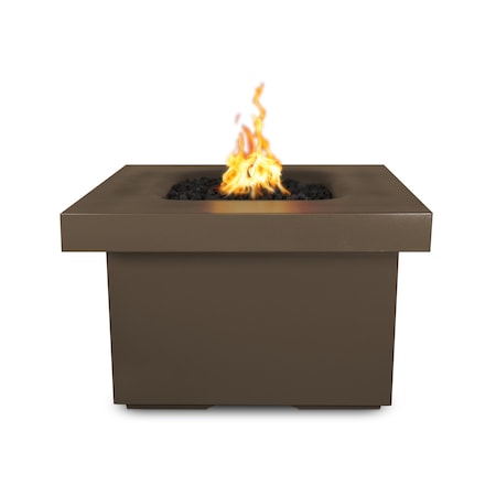 The Outdoor Plus 36 Square Ramona Fire Table - GFRC Concrete - Chocolate - Match Lit with Flame Sense - Natural Gas OPT-RMNSQ36FSML-CHC-NG